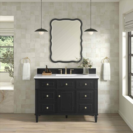 James Martin Vanities 48'' Single Vanity, Black Onyx w/ 3 CM White Zeus Quartz Top 424-V48-BKO-3WZ